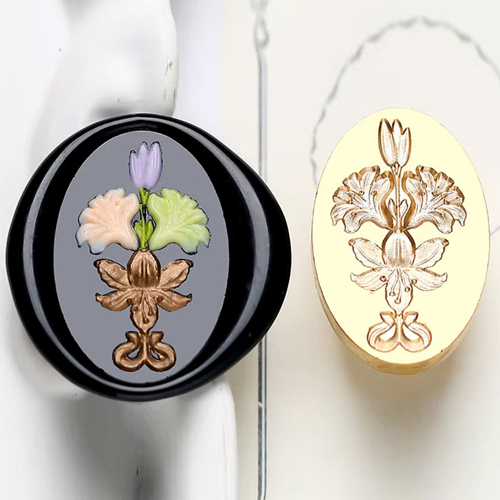 Elegant Floral Wax Seal Stamp Head – Vintage Botanical (20x30mm)