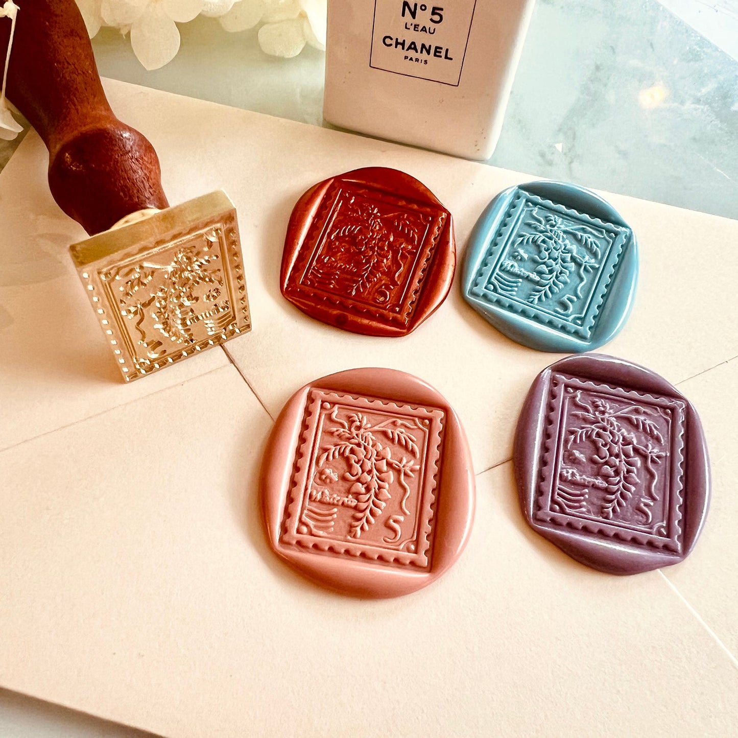Wisteria Postage Wax Seal Stamp – Brass Stamp size 23x28mm