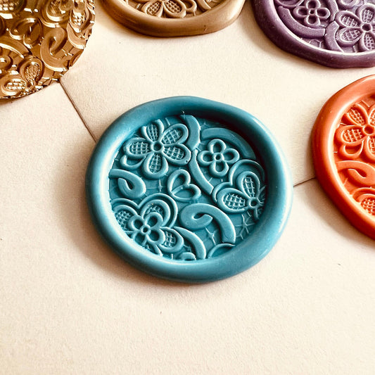 Lace Floral Wax Seal Stamp size 25 mm.