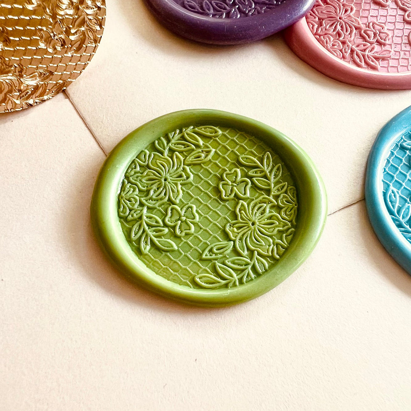 Floral Lattice Wax Seal Stamp size 25mm