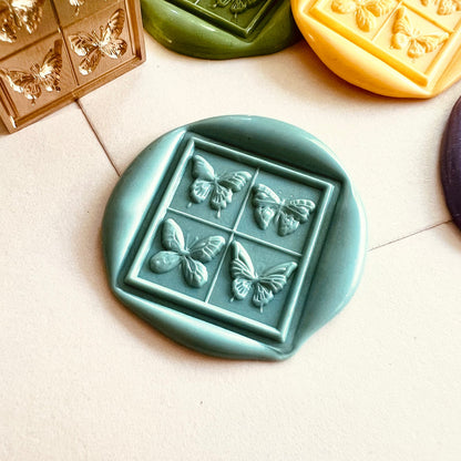 Elegant Butterfly Grid Wax Seal Stamp – 23x25mm