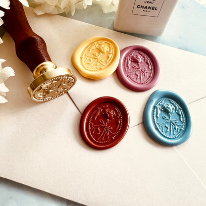 Vintage Oval Rose Ribbon Wax Seal Stamp size 21x28mm
