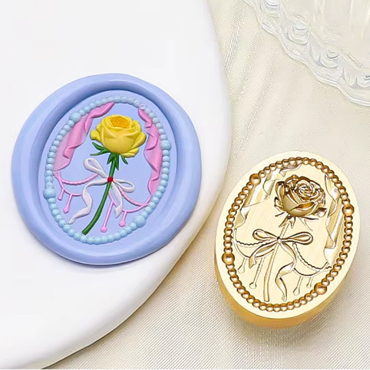 Vintage Oval Rose Ribbon Wax Seal Stamp size 21x28mm