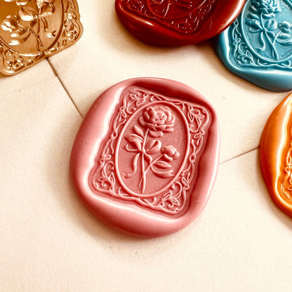 Rectangular Rose Frame Wax Seal Stamp size 22x28mm