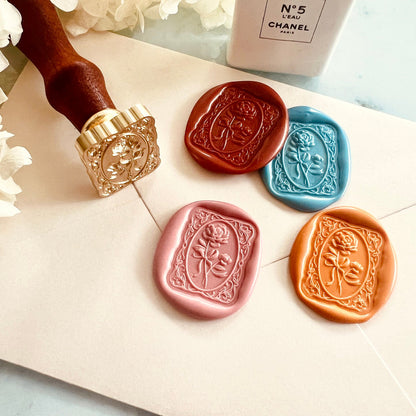 Rectangular Rose Frame Wax Seal Stamp size 22x28mm