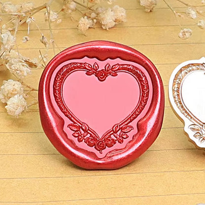 Heart Frame Wax Seal Stamp size 26 x 27mm.