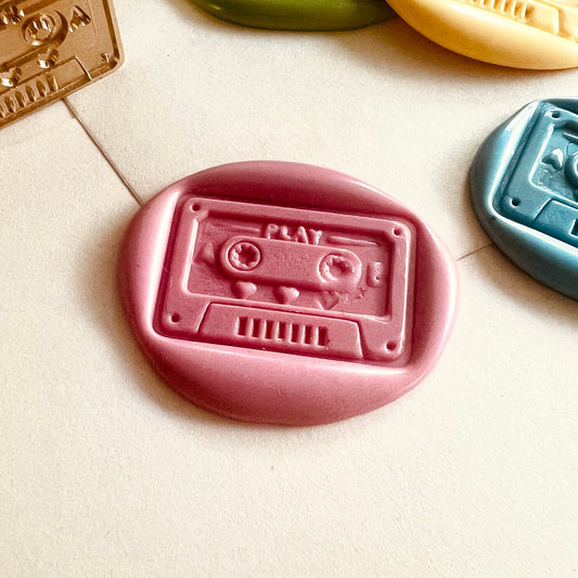 Retro Cassette Tape Wax Seal Stamp size 25x17mm