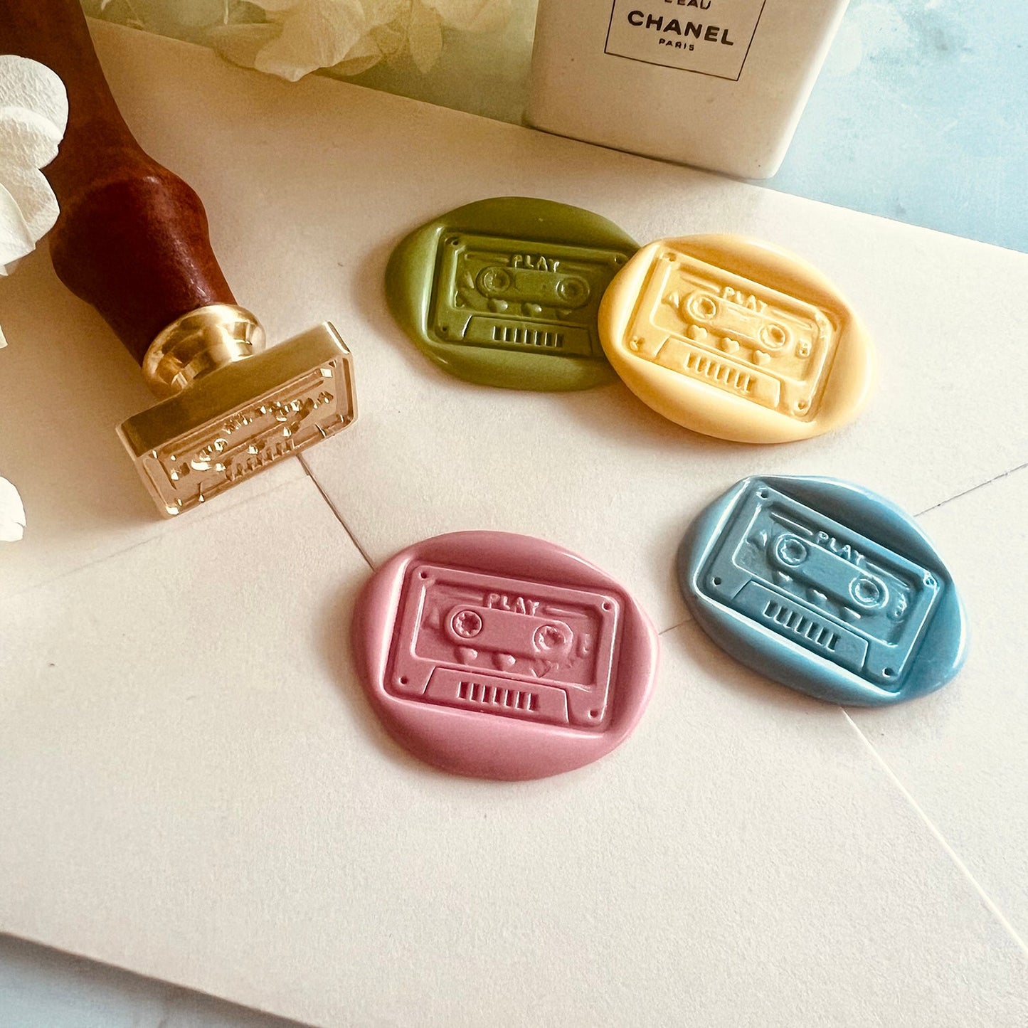 Retro Cassette Tape Wax Seal Stamp size 25x17mm