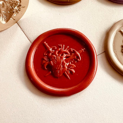 Anatomical Heart with Swords Wax Seal Stamp size 25 mm.