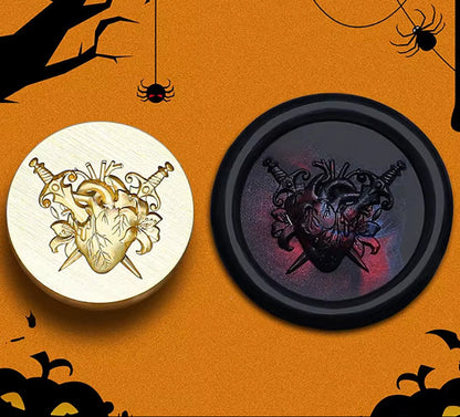 Anatomical Heart with Swords Wax Seal Stamp size 25 mm.