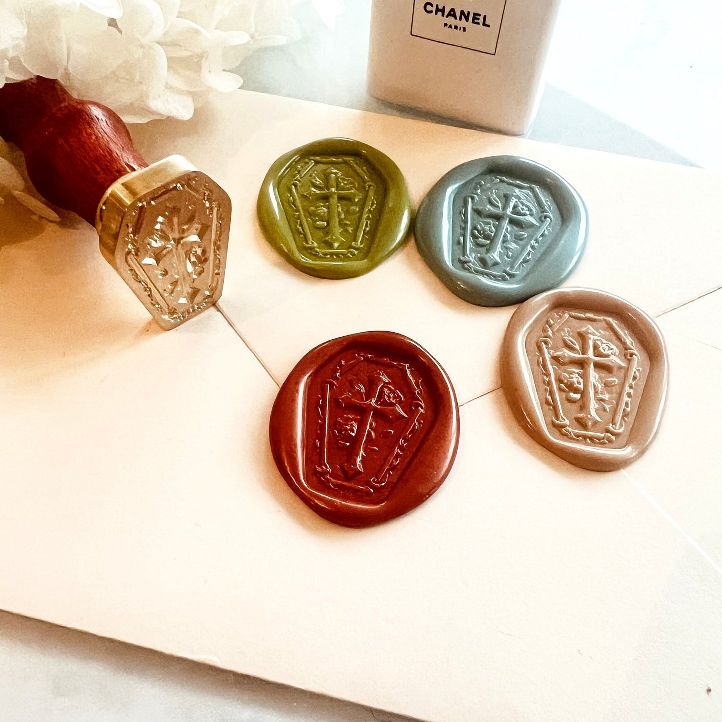 Coffin Cross Wax Seal Stamp 28x21mm – Gothic Rose Cross