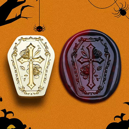 Coffin Cross Wax Seal Stamp 28x21mm – Gothic Rose Cross