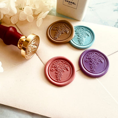 Wisteria Flower Wax Seal Stamp size 25mm