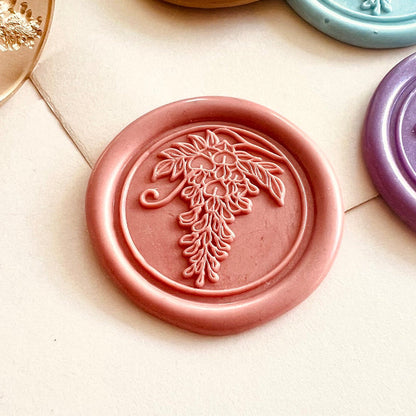 Wisteria Flower Wax Seal Stamp size 25mm
