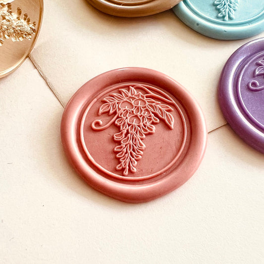 Wisteria Flower Wax Seal Stamp size 25mm