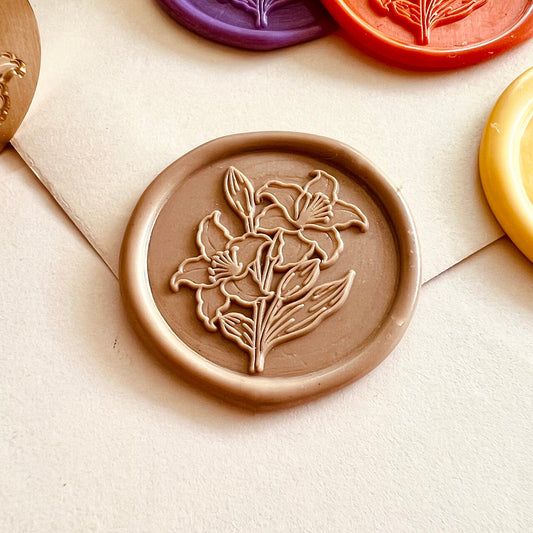 Lily Flower Wax Seal Stamp size 25 mm.