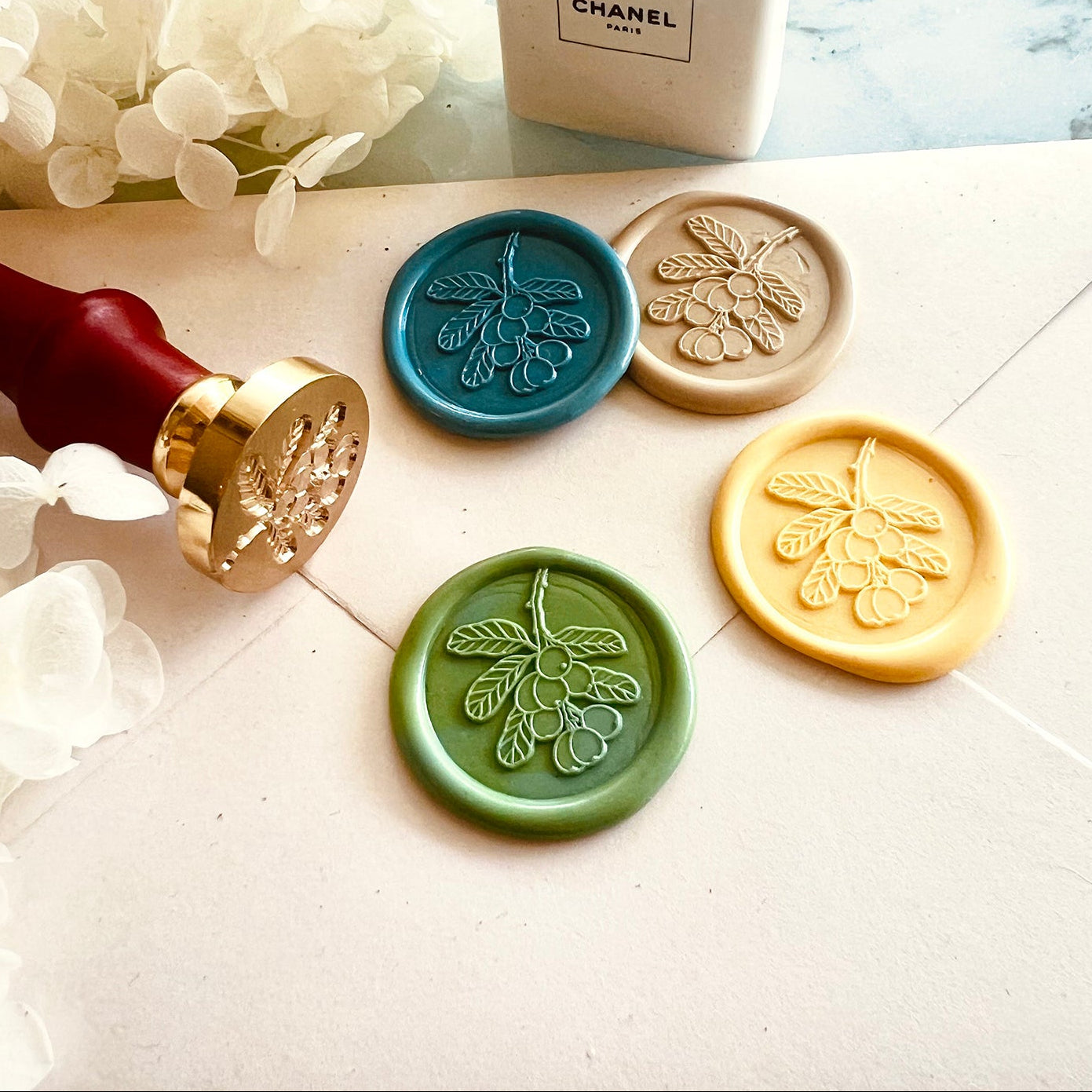 Botanical Fruit Branch Wax Seal Stamp size 25 mm.