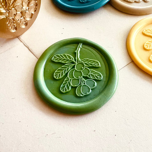 Botanical Fruit Branch Wax Seal Stamp size 25 mm.