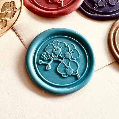 Orchid Flower Wax Seal Stamp size 25mm