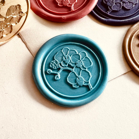 Orchid Flower Wax Seal Stamp size 25mm