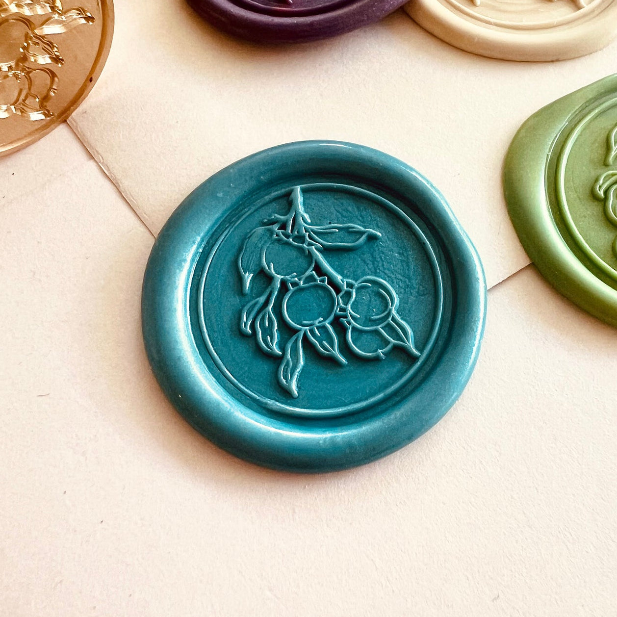 Fruit Branch Wax Seal Stamp – Botanical Brass Seal (25mm)