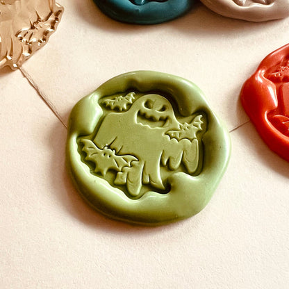 Ghost & Bats Halloween Brass Wax Seal Stamp – 25x25 mm