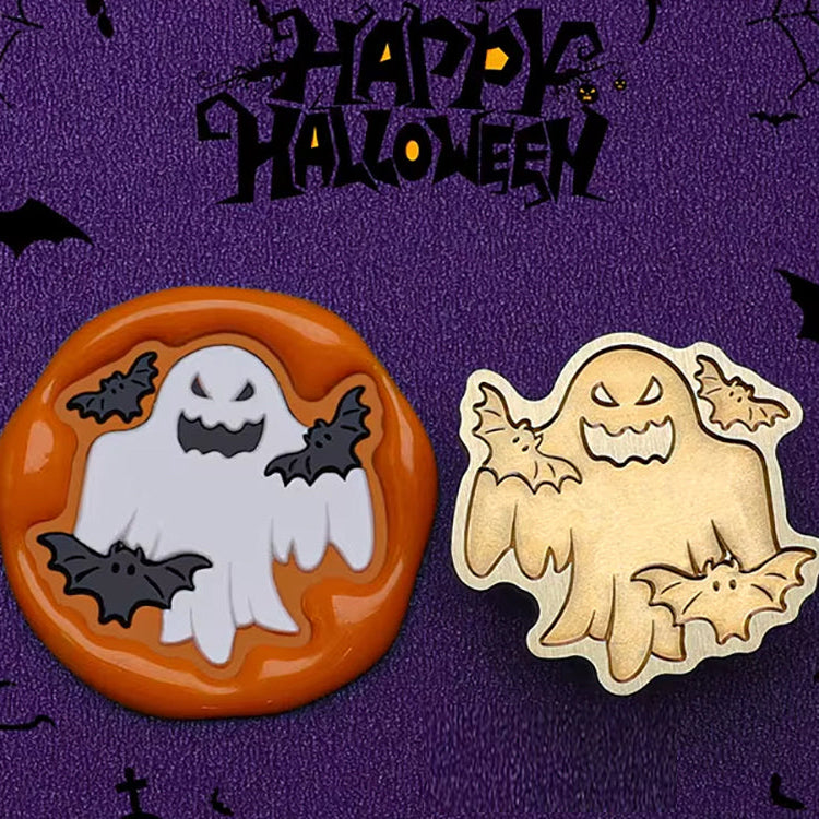 Ghost & Bats Halloween Brass Wax Seal Stamp – 25x25 mm