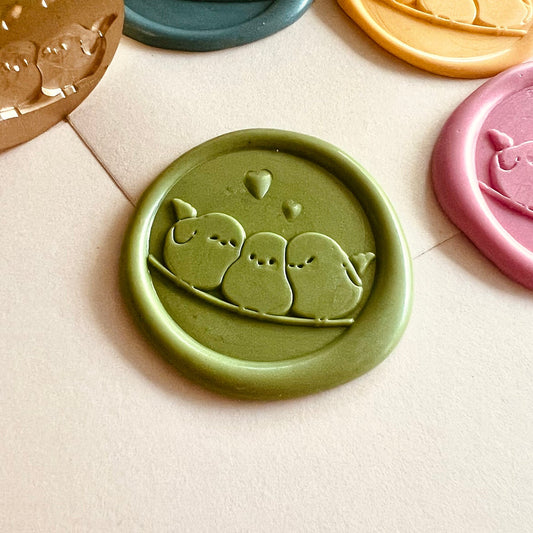 Birds on Branch Wax Seal Stamp size 25mm