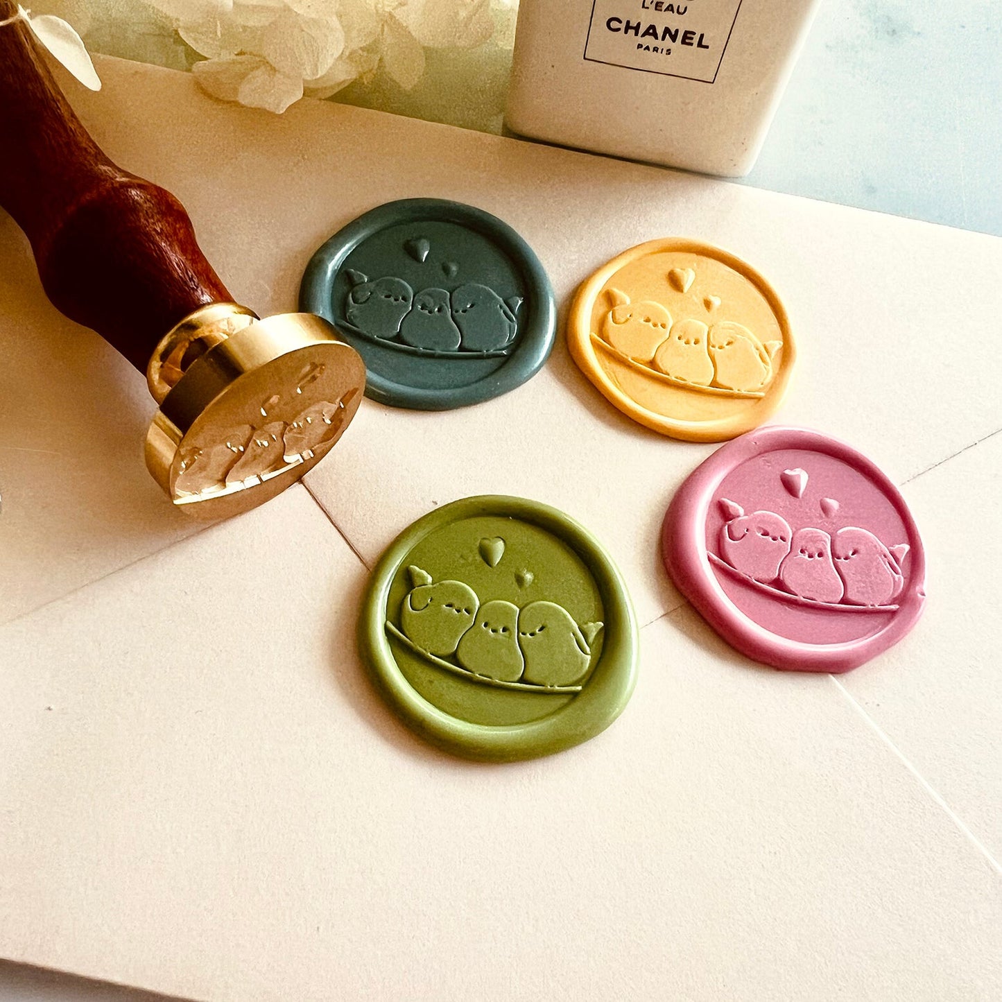 Birds on Branch Wax Seal Stamp size 25mm