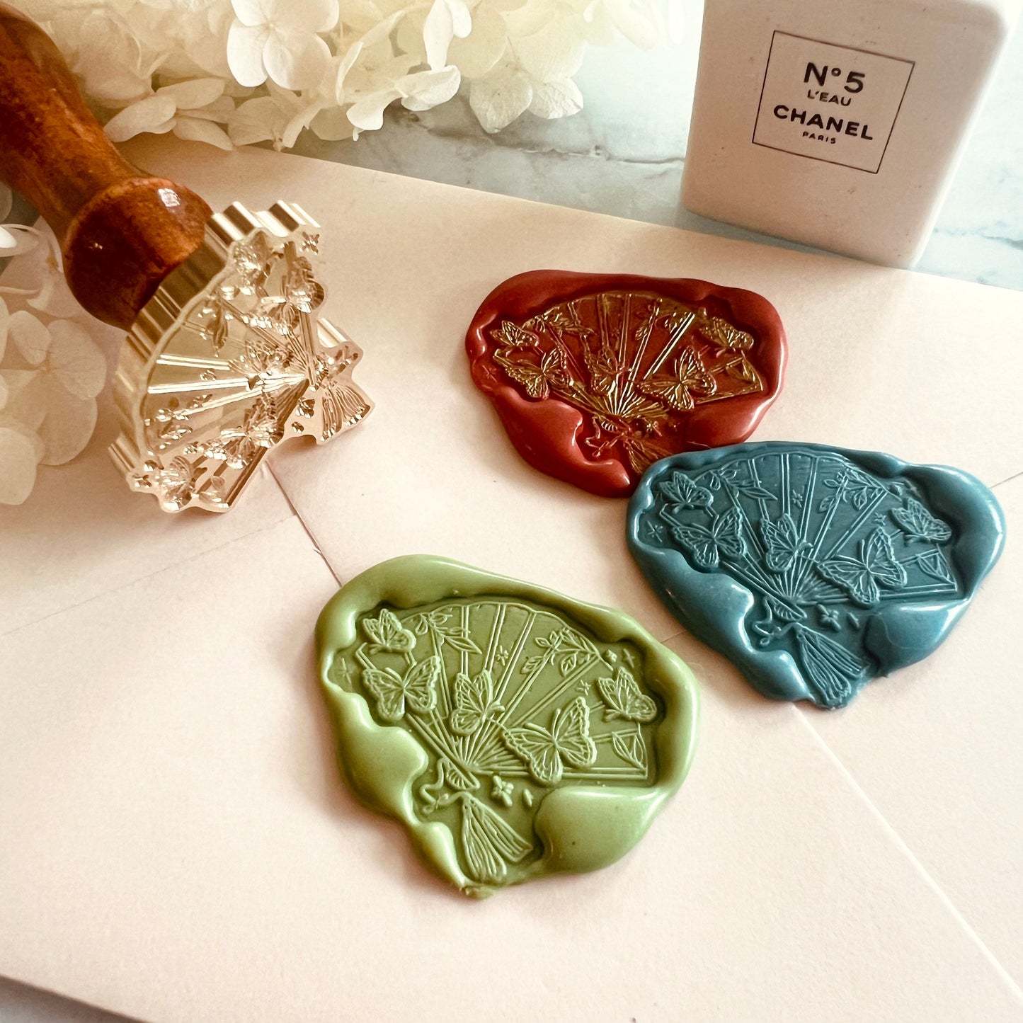 Fan and Butterfly Wax Seal Stamp size 40x30 mm