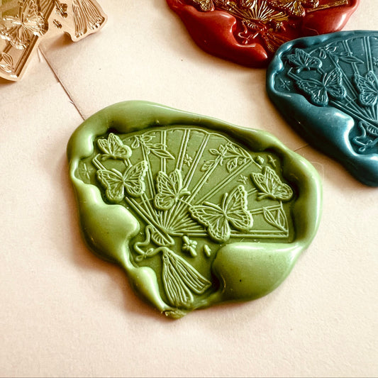 Fan and Butterfly Wax Seal Stamp size 40x30 mm