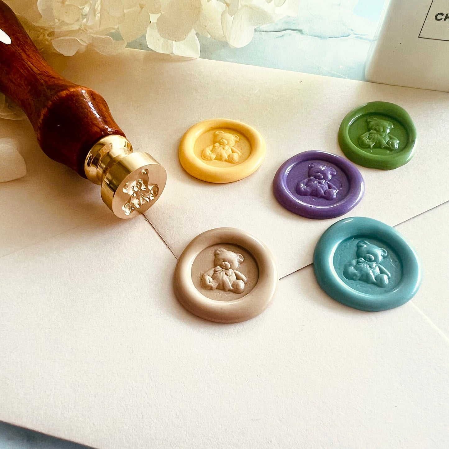 Mini Teddy Bear Wax Seal Stamp | Brass Wax Stamp size 15mm