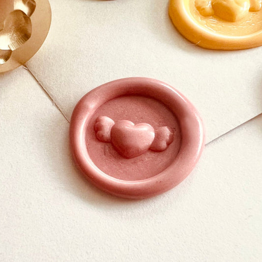Mini Flying Heart Wax Seal Stamp | 3D Cute Brass Wax Stamp