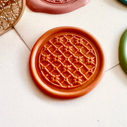 Floral Lattice Wax Seal Stamp 25mm – Cute Flower Pattern