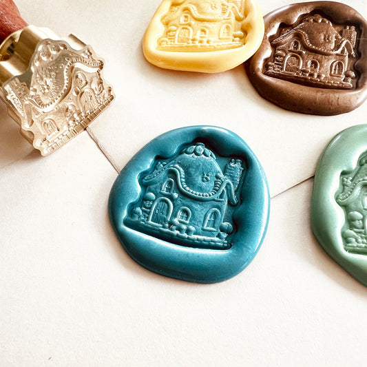 Cottage House Wax Seal Stamp – Brass Special Shape 21.6×24mm – Fairy Tale Home