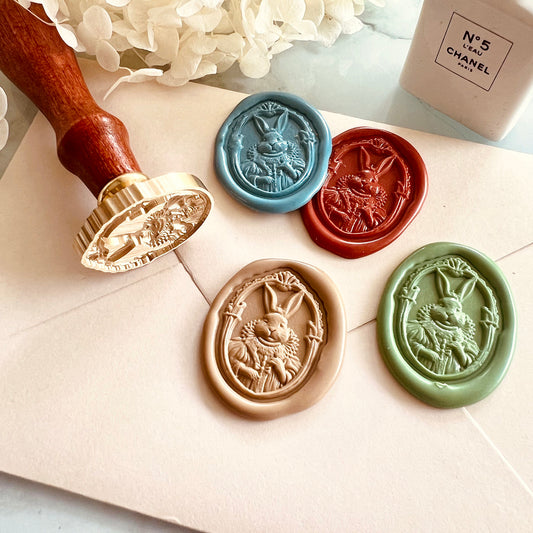 Royal Bunny Wax Seal Stamp – Oval Brass Stamp size 27.2x34.7mm