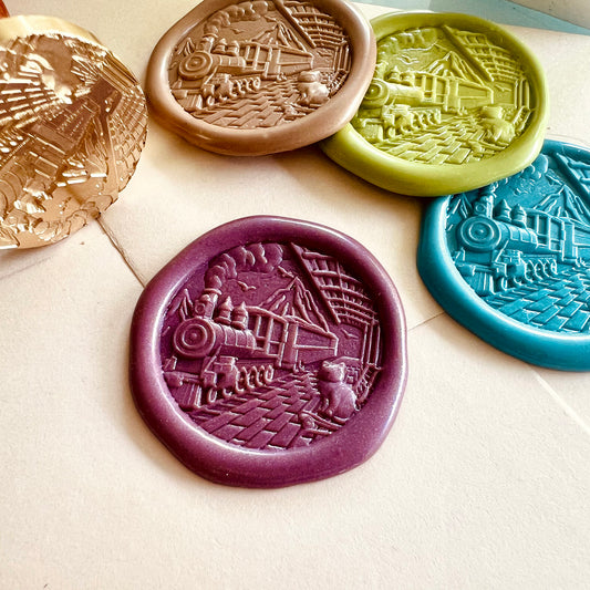 Steam Train and Cat Wax Seal Stamp – Brass Stamp size 30mm