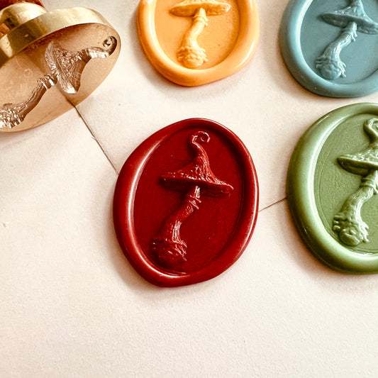 Curved Mushroom Wax Seal Stamp – Brass Oval 20×30mm