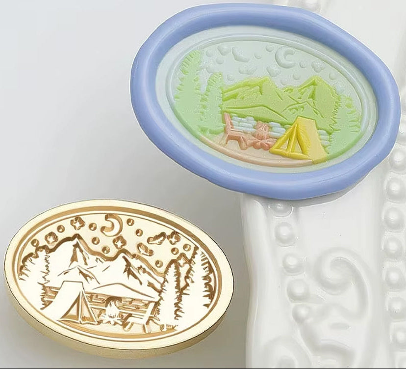 Camping Scene Wax Seal Stamp size 20x30mm
