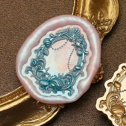Ocean Seashell & Pearl Frame Brass Stamp size 26x33mm