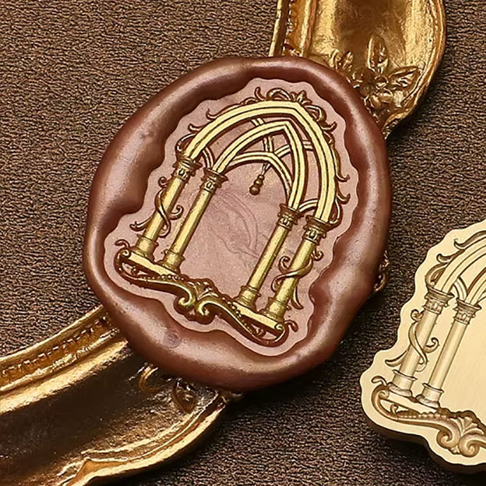 Gothic Arch Wax Seal Stamp – Cathedral Window Pillars Brass Stamp size 25x31mm