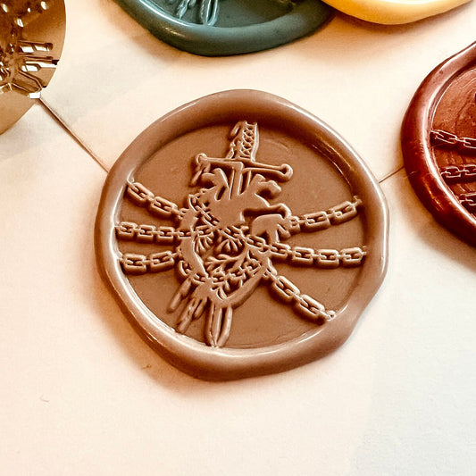 Anatomical Heart Wax Seal Stamp 30mm – Gothic Sword & Chain