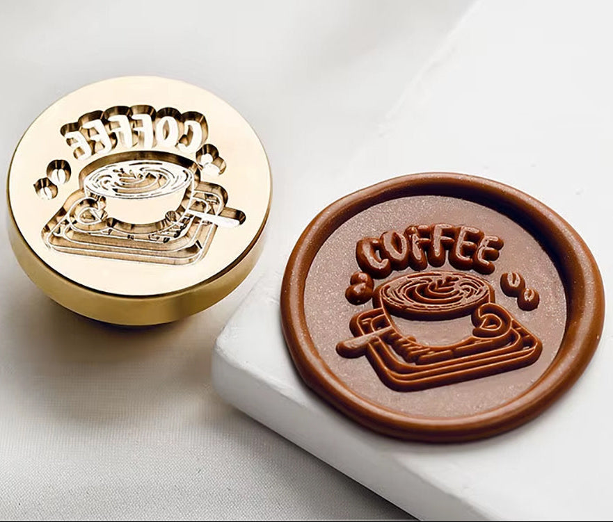 Coffee Cup Wax Seal Stamp size 25mm