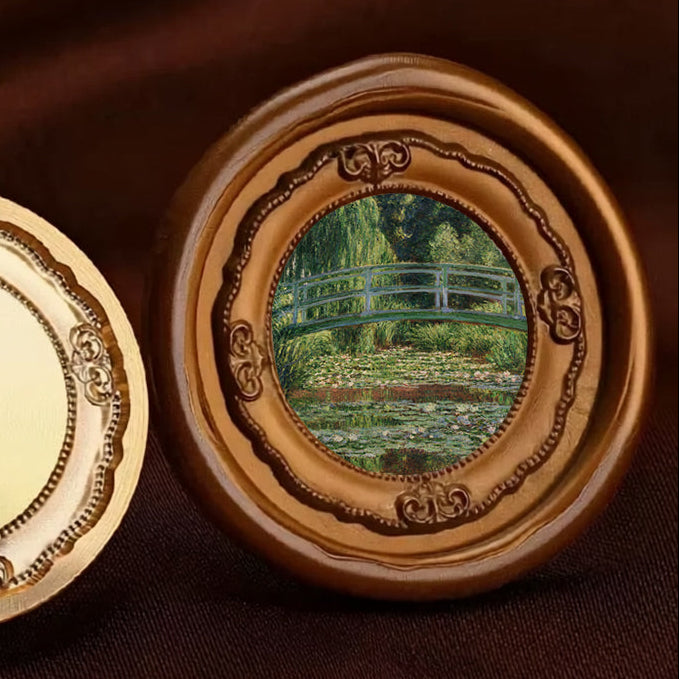 Vintage Round Frame Wax Seal Stamp 30mm – Ornate Baroque