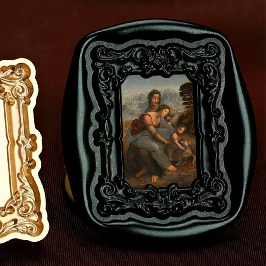 Ornate Vintage Frame Wax Seal Stamp 23x29mm – Baroque Portrait