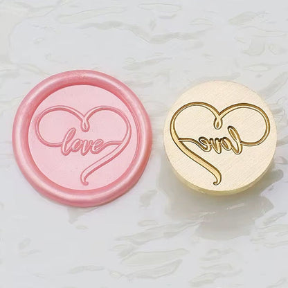 Love Heart Wax Seal Stamp 22mm – Romantic Script Heart – Wedding Invitation