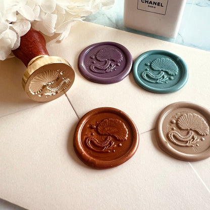 Shell Wax Seal Stamp 25mm – Fossil Series Round Wax Seal