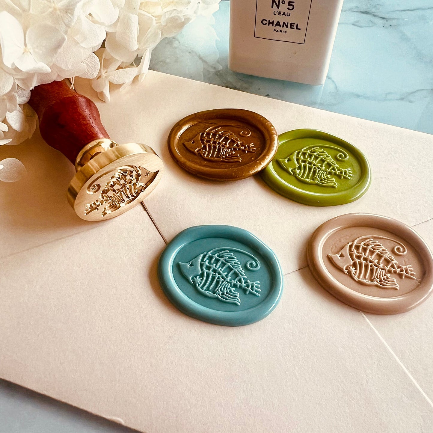 Fossil Fish Skeleton Wax Seal Stamp 22x28mm