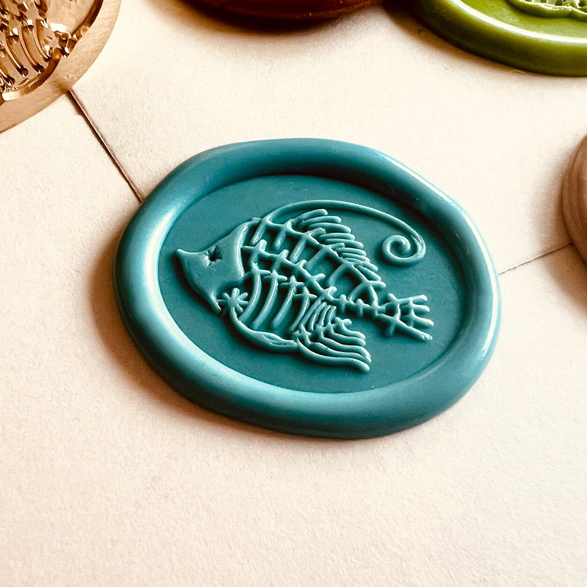 Fossil Fish Skeleton Wax Seal Stamp 22x28mm