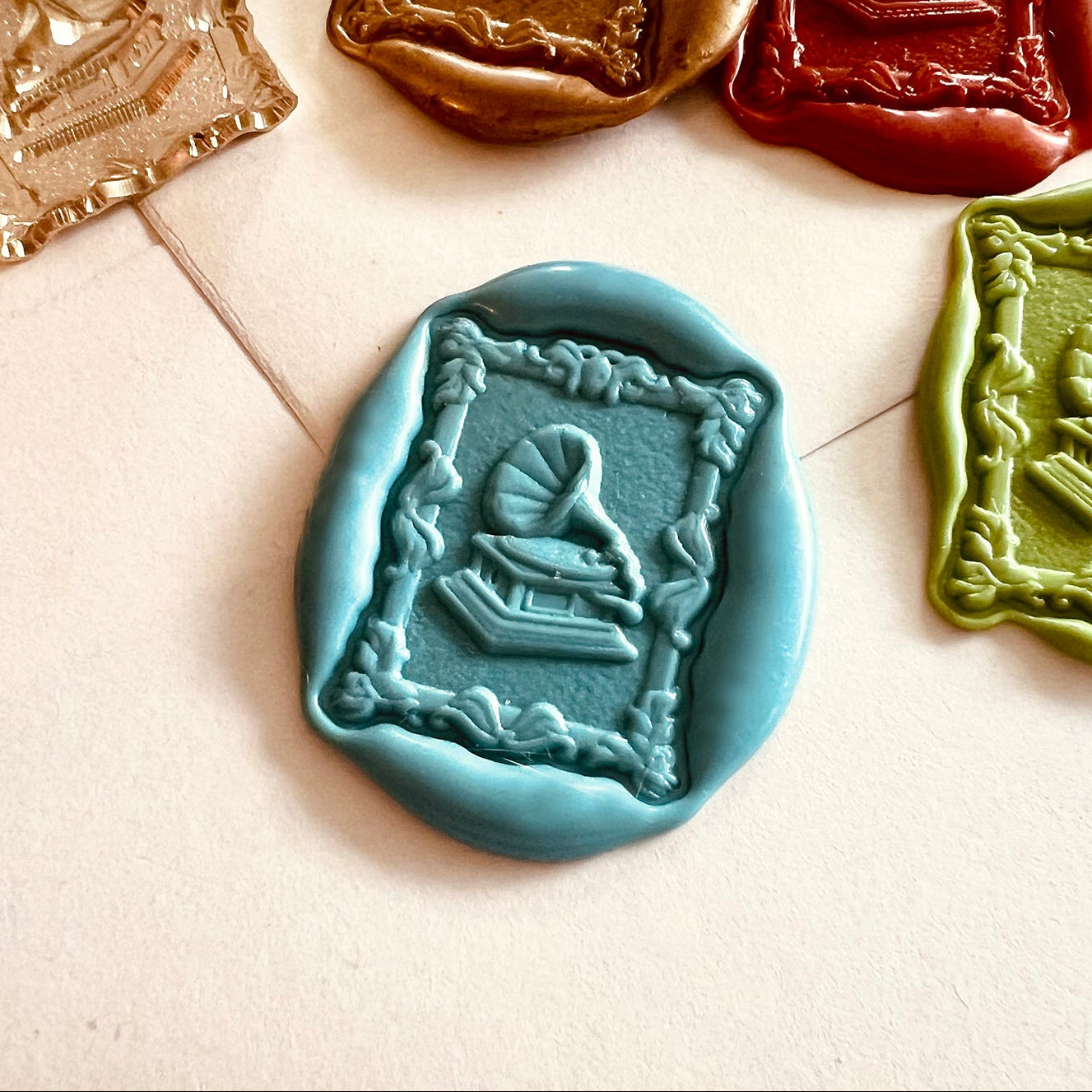 Gramophone Frame Wax Seal Stamp size 23x38mm